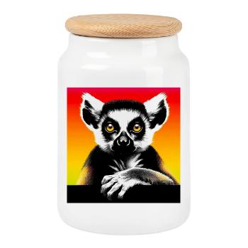 Lémurien - Boîte à biscuits avec couvercle en bois - blanc - Devant