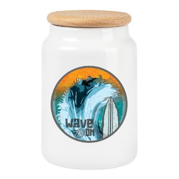 Wave in Surf Magic Patch - Cookie Jar with Wooden Lid - white - Front