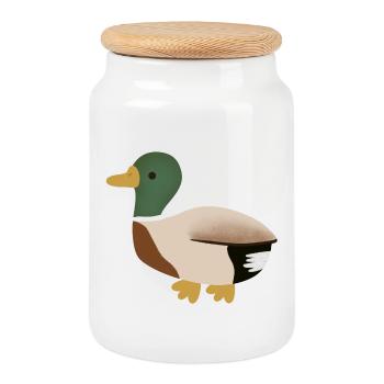 Canard colvert Illustration minimale - Boîte à biscuits avec couvercle en bois - blanc - Devant