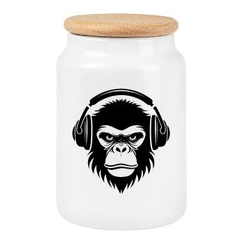 Crew Beatbox Rhythm Affenkopf Shirt - Keksdose mit Holzdeckel - Weiß - Vorne