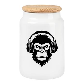 Midnight Club Groove Monkey Head Design Shirt - Cookie Jar with Wooden Lid - white - Front