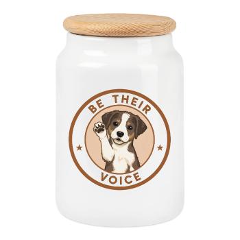 Dessin animé de chien mignon Soyez leur voix - Boîte à biscuits avec couvercle en bois - blanc - Devant