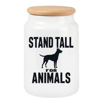 Stand Tall for Animals Dog Silhouette - Cookie Jar with Wooden Lid - white - Front