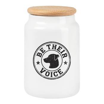 Badge Chien Emblème Soyez Leur Voix - Boîte à biscuits avec couvercle en bois - blanc - Devant