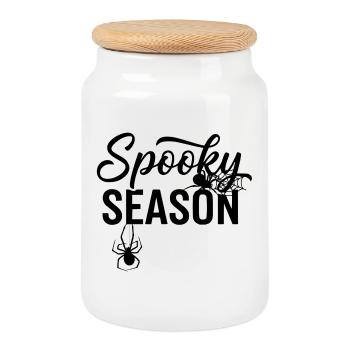 Spooky Season Spider Illustration - Keksdose mit Holzdeckel - Weiß - Vorne