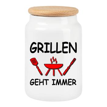Grillen - Keksdose mit Holzdeckel - Weiß - Vorne