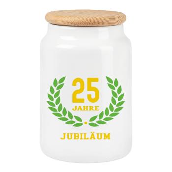 Plumber Anniversary 25 Years 25th Anniversary - Cookie Jar with Wooden Lid - white - Front