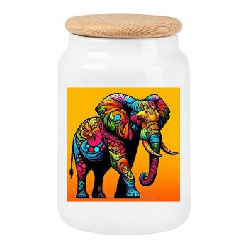 Elefant - Keksdose mit Holzdeckel - Weiß - Vorne