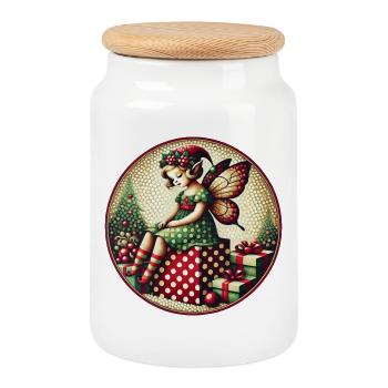 Fee auf Polka Dot präsentiert - Keksdose mit Holzdeckel - Weiß - Vorne