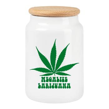 Megalize Larijuana – Drôle de Weed, Cannabis Hippie - Boîte à biscuits avec couvercle en bois - blanc - Devant