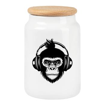 Beat Maker Monkey Head Studio Session Shirt - Cookie Jar with Wooden Lid - white - Front