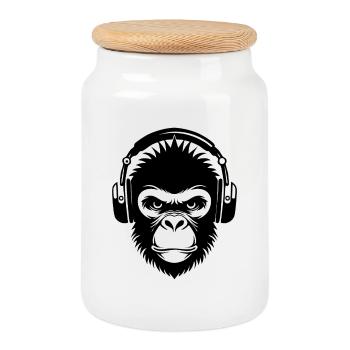 Street Monkey Head Dance Edition Shirt - Cookie Jar with Wooden Lid - white - Front