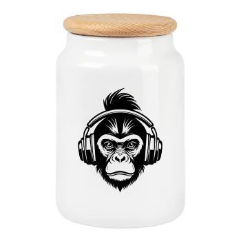 Affenkopf Bassmoment Beat Session Shirt - Keksdose mit Holzdeckel - Weiß - Vorne
