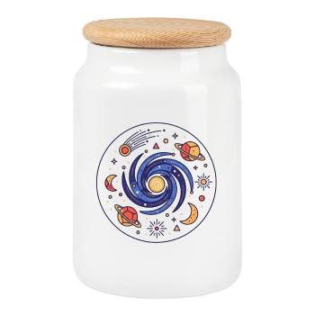 Galaxie du vortex cosmique - Boîte à biscuits avec couvercle en bois - blanc - Devant