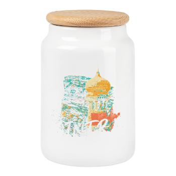 Tour mauresque Monserrate Sintra illustration - Boîte à biscuits avec couvercle en bois - blanc - Devant