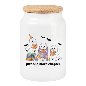 Fantômes livresques à la lueur des bougies - Boîte à biscuits avec couvercle en bois - blanc - Devant