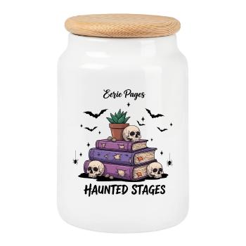 Haunted Stages Skull Books Artwork - Keksdose mit Holzdeckel - Weiß - Vorne