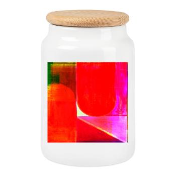 Géométrie du bloc de couleur néon - Boîte à biscuits avec couvercle en bois - blanc - Devant
