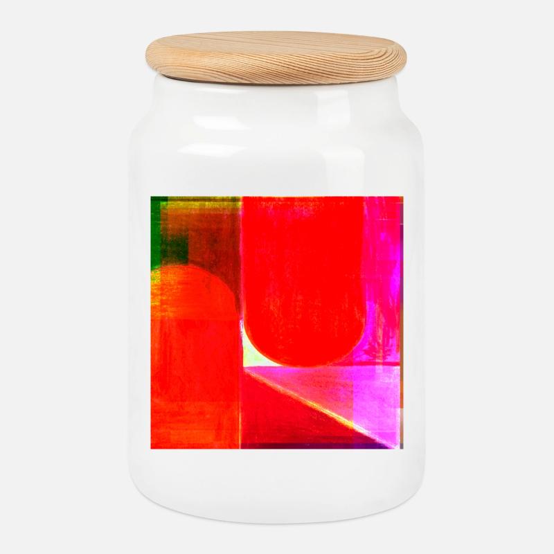 Neon Farbblock Geometrie - Keksdose mit Holzdeckel - Weiß