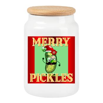 MERRY CHRISTMAS SANTA PICKLES GHERKINS - Cookie Jar with Wooden Lid - white - Front