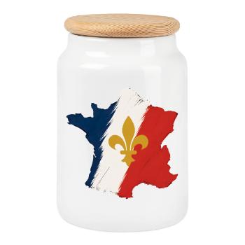 Fleur de Lis Tricolore France - Boîte à biscuits avec couvercle en bois - blanc - Devant
