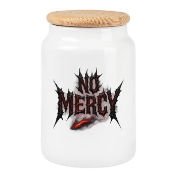 No Mercy Design – Furchtlos und kompromisslos - Keksdose mit Holzdeckel - Weiß - Vorne