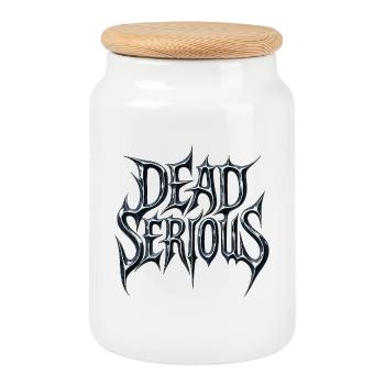 Dead Serious Design – Dark, Strong, Determined - Cookie Jar with Wooden Lid - white - Front