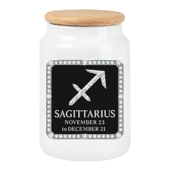 Zodiac sign Sagittarius - Cookie Jar with Wooden Lid - white - Front