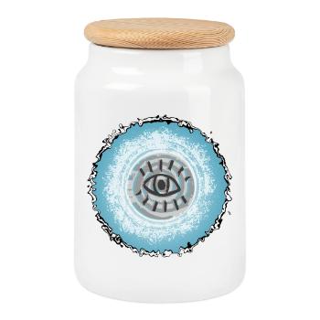 L’œil dans le bleu tourbillonnant - Boîte à biscuits avec couvercle en bois - blanc - Devant