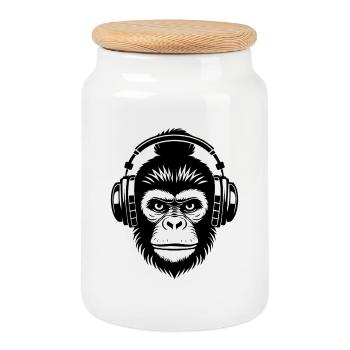 Chemise décontractée Monkey Head Chillout Lounge Beat - Boîte à biscuits avec couvercle en bois - blanc - Devant
