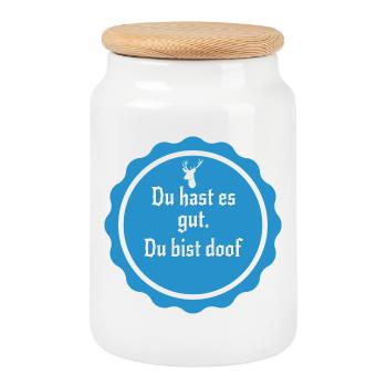 Tu as tout ce qu’il faut, tu es stupide – un dicton sarcastique - Boîte à biscuits avec couvercle en bois - blanc - Devant