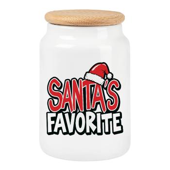 Le favori du Père Noël – Liebling des Weihnachtsmanns - Boîte à biscuits avec couvercle en bois - blanc - Devant