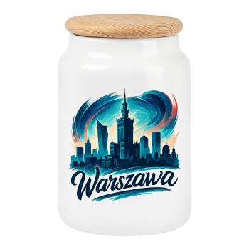 Varsovie Warszawa Capitale Pologne Cadeau - Boîte à biscuits avec couvercle en bois - blanc - Devant