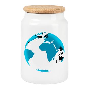 Blue Globe Neon Black - Cookie Jar with Wooden Lid - white - Front