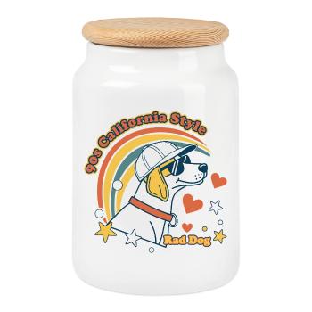Californie Rad Dog des années 90 - Boîte à biscuits avec couvercle en bois - blanc - Devant