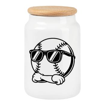 Cool Baseball - Sport-Logo - Keksdose mit Holzdeckel - Weiß - Vorne