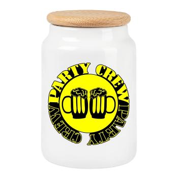 Party Crew Beer - Cookie Jar with Wooden Lid - white - Front