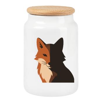 Roter Fuchs Schatten Gesicht Wald Natur Silhouette - Keksdose mit Holzdeckel - Weiß - Vorne