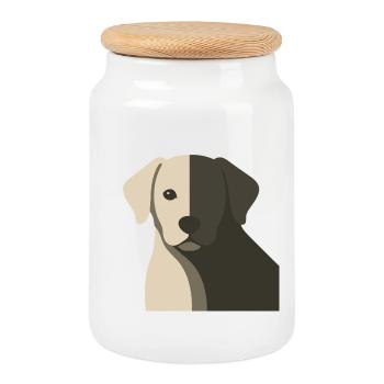 Bébé chien chiot ombre visage portrait - Boîte à biscuits avec couvercle en bois - blanc - Devant