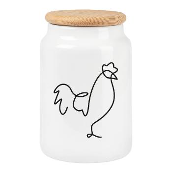 Chicken Sketch – un motif élégant pour les amoureux des animaux - Boîte à biscuits avec couvercle en bois - blanc - Devant