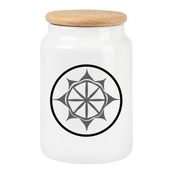 Sun wheel - Cookie Jar with Wooden Lid - white - Front