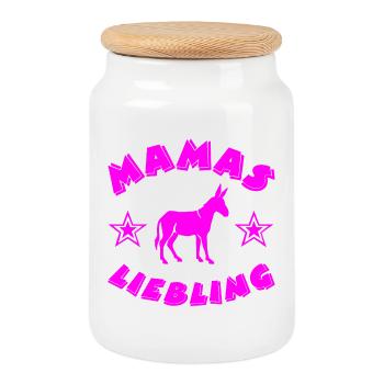 donkey - Cookie Jar with Wooden Lid - white - Front