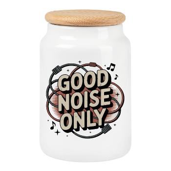 Retro Grunge – Good Noise Only - Keksdose mit Holzdeckel - Weiß - Vorne