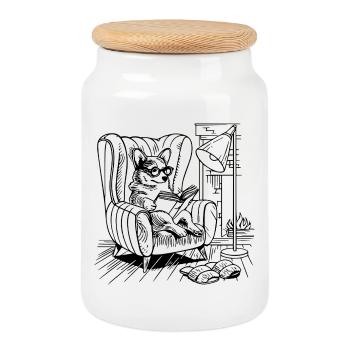 Lecture Corgi chien Vintage Bookish Shirt - Boîte à biscuits avec couvercle en bois - blanc - Devant