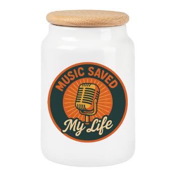 Music Saved My Life Retro Tri-blend T-Shirt - Cookie Jar with Wooden Lid - white - Front