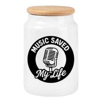 Music Saved My Life Retro Tri-blend T-Shirt - Cookie Jar with Wooden Lid - white - Front