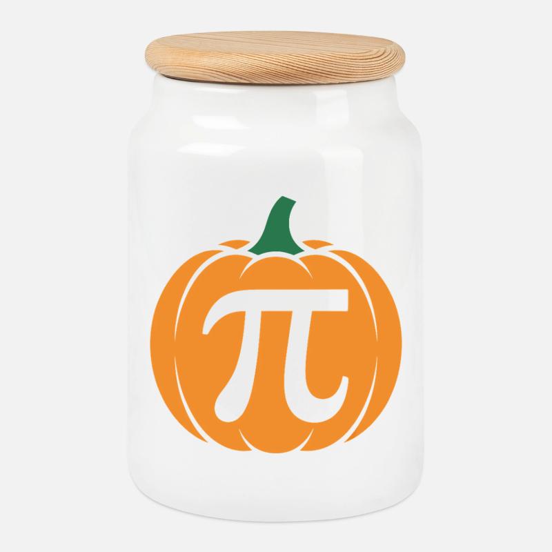 T-shirt d’Halloween Pi Pumpkin - Boîte à biscuits avec couvercle en bois - blanc