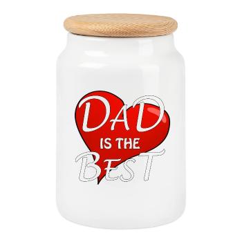 DAD IS THE BEST - Keksdose mit Holzdeckel - Weiß - Vorne