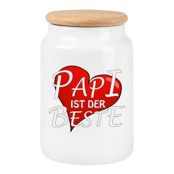 DADDY IS THE BEST - Cookie Jar with Wooden Lid - white - Front