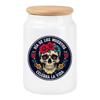T-Shirt Calavera Dia de los muertos - Keksdose mit Holzdeckel - Weiß - Vorne